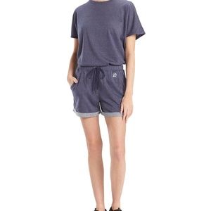 NWT Josie Natori Women's Chi French Terry Split-Back Top & Shorts Blue M Rt $116